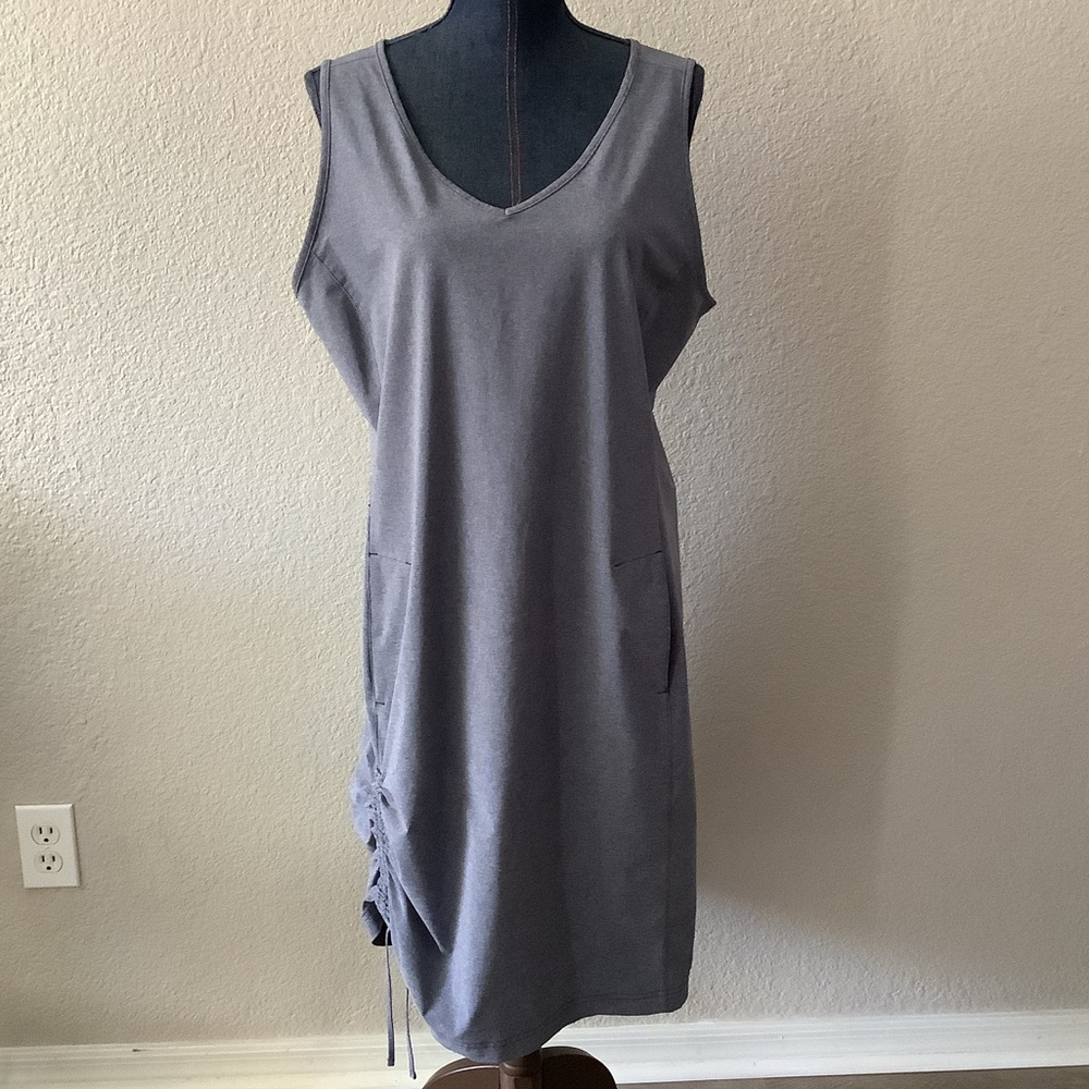 Columbia Gray Anytime Casual III Ruched Sleeveless V-Neck Dress Women's X-Large